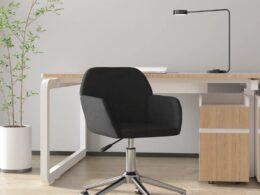 vidaXL Swivel Office Chair Black Fabric