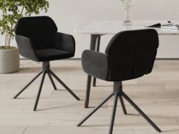 vidaXL Swivel Dining Chairs 2 pcs Black Velvet