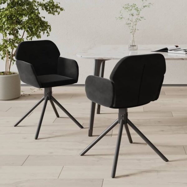 vidaXL Swivel Dining Chairs 2 pcs Black Velvet