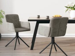 vidaXL Swivel Dining Chairs 2 pcs Light Gray Velvet