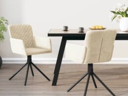vidaXL Swivel Dining Chairs 2 pcs Cream Velvet