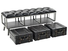 vidaXL Storage Bench 43.3" Black Faux Leather