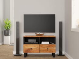 vidaXL TV Stand 27.6"x13"x18.1" Solid Wood Acacia