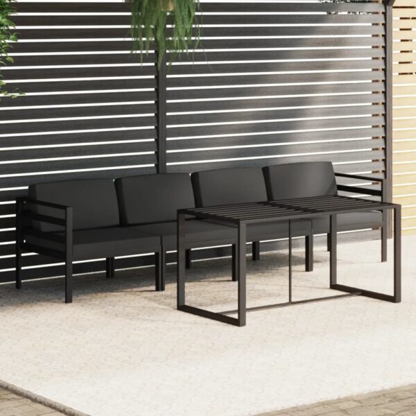 vidaXL 5 Piece Patio Lounge Set with Cushions Aluminum Anthracite