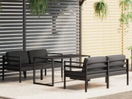 vidaXL 5 Piece Patio Lounge Set with Cushions Aluminum Anthracite