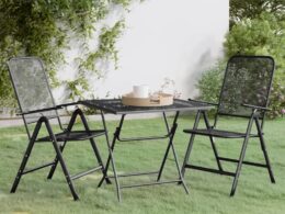 vidaXL 3 Piece Patio Dining Set Expanded Metal Mesh Anthracite