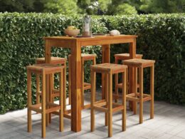 vidaXL 7 Piece Patio Bar Set Solid Wood Acacia