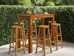 vidaXL 7 Piece Patio Bar Set Solid Wood Acacia