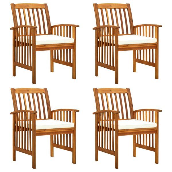 vidaXL Patio Dining Chairs 4 pcs with Cushions Solid Wood Acacia
