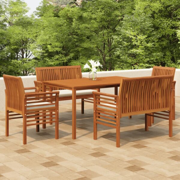 vidaXL 5 Piece Patio Dining Set with Cushions Solid Wood Acacia