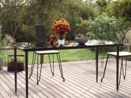 vidaXL Patio Dining Table Black 63"x31.5"x29.1" Steel and Tempered Glass