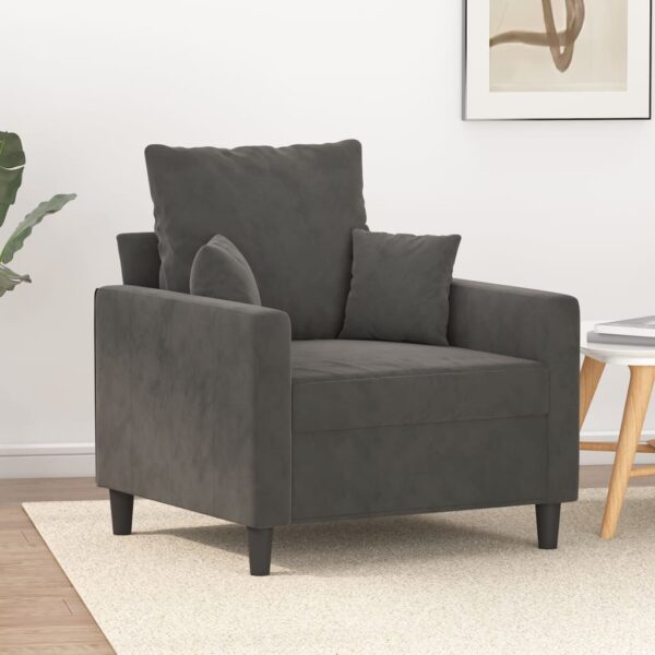 vidaXL Sofa Chair Dark Gray 23.6" Velvet