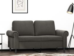 vidaXL 2-Seater Sofa Dark Gray 47.2" Velvet