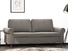 vidaXL 2-Seater Sofa Light Gray 55.1" Velvet