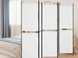 vidaXL 5-Panel Room Divider White 98.4"x78.7" Fabric