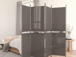 vidaXL 5-Panel Room Divider Anthracite 98.4"x78.7" Fabric