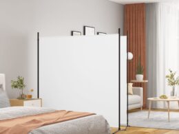 vidaXL 2-Panel Room Divider White 137"x70.9" Fabric
