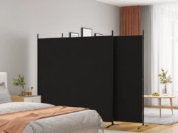 vidaXL 3-Panel Room Divider Black 206.7"x70.9" Fabric