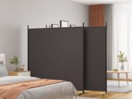 vidaXL 4-Panel Room Divider Brown 274.8"x70.9" Fabric