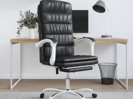 vidaXL Reclining Office Chair Black Faux Leather