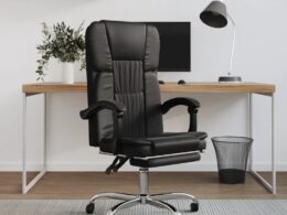 vidaXL Reclining Office Chair Black Faux Leather