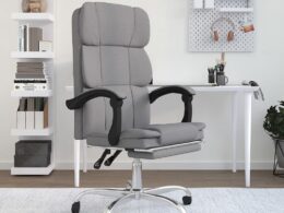 vidaXL Reclining Office Chair Light Gray Fabric