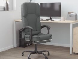 vidaXL Massage Reclining Office Chair Dark Gray Fabric