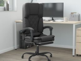 vidaXL Massage Reclining Office Chair Black Faux Leather