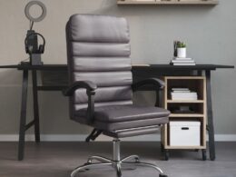 vidaXL Massage Reclining Office Chair Gray Faux Leather