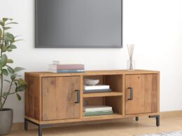 vidaXL TV Stand Brown 43.3"x13.8"x18.9" Solid Wood Pine
