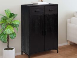 vidaXL Shoe Rack Black 29.5"x15.7"x43.3" Solid Wood Pine