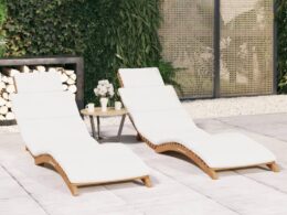 vidaXL Sun Loungers 2 pcs with Cushions Solid Wood Teak