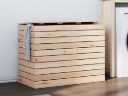 vidaXL Laundry Basket 34.8"x17.3"x26" Solid Wood Pine