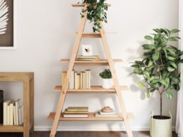 vidaXL 5-Tier Shelf A-shape 43.3"x15.7"x71.1" Solid Wood Pine
