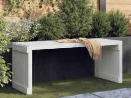 vidaXL Patio Bench Extendable White 83.7"x15.9"x17.7" Solid Wood Pine