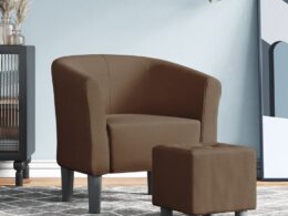 vidaXL Tub Chair with Footstool Brown Fabric