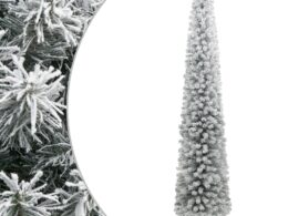 vidaXL Slim Christmas Tree with Stand and Flocked Snow 118.1" PVC