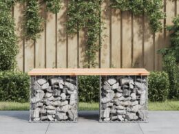 vidaXL Patio Bench Gabion Design 40.6"x17.3"x16.5" Solid Wood Pine