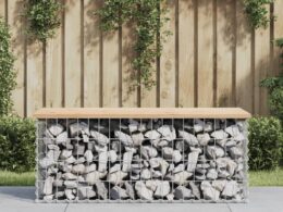 vidaXL Patio Bench Gabion Design 40.6"x17.3"x16.5" Solid Wood Pine