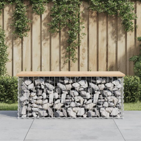 vidaXL Patio Bench Gabion Design 40.6"x17.3"x16.5" Solid Wood Pine