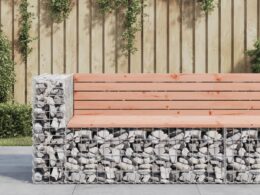 vidaXL Patio Bench Gabion Design 48"x28"x25.8" Solid Wood Douglas