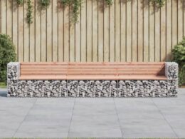 vidaXL Patio Bench Gabion Design 136.6"x28"x25.8" Solid Wood Douglas