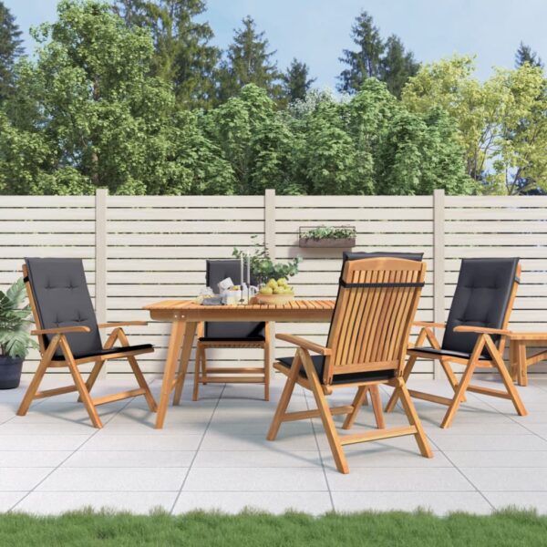 vidaXL Reclining Patio Chairs with Cushions 4 pcs Solid Wood Teak