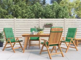 vidaXL Reclining Patio Chairs with Cushions 4 pcs Solid Wood Teak