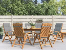 vidaXL Reclining Patio Chairs with Cushions 6 pcs Solid Wood Teak