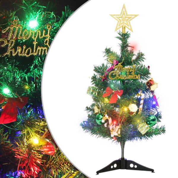 vidaXL Mini Artificial Pre-lit Christmas Tree with 30 LEDs Green 23.6"