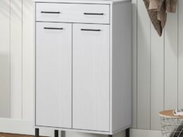 vidaXL Shoe Rack with Metal Legs White Solid Wood Pine OSLO