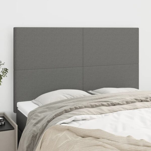 vidaXL Headboards 4 pcs Dark Gray 28.3"x2"x30.7"/34.6" Fabric