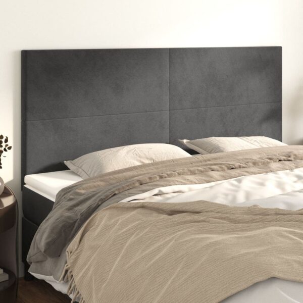 vidaXL Headboards 4 pcs Dark Gray 35.4"x2"x30.7"/34.6" Velvet