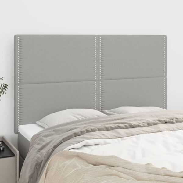 vidaXL Headboards 4 pcs Light Gray 28.3"x2"x30.7"/34.6" Fabric